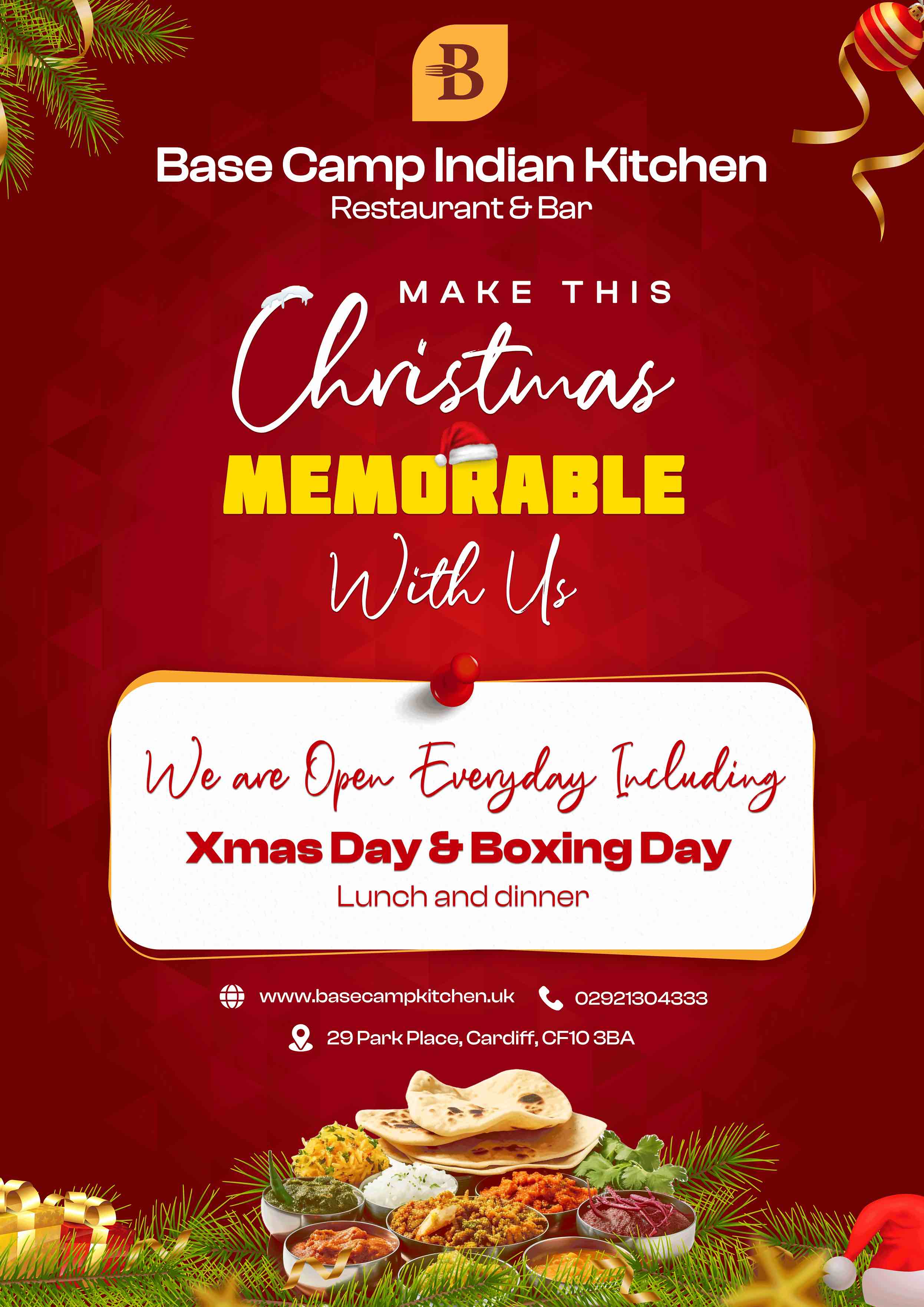 Make This Christmas Memorable at Base Camp Indian Kitchen